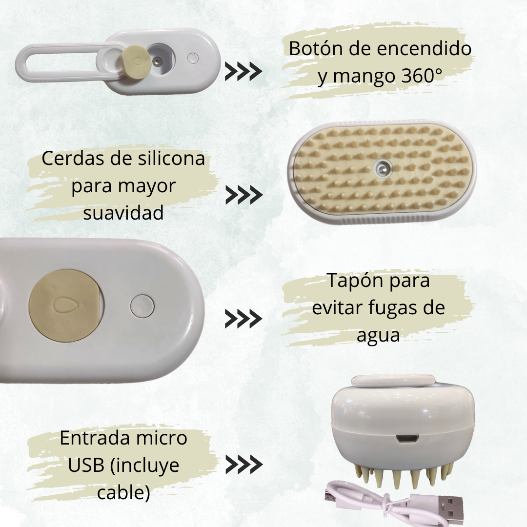 CEPILLO DE VAPOR RECARGABLE PARA MASCOTAS
